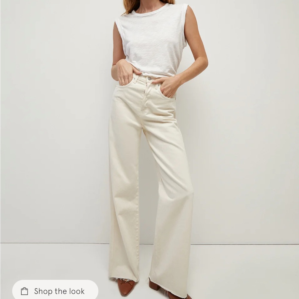 NEW Veronica Beard Ecru Cream Ivory Taylor Wide Leg Jeans 27